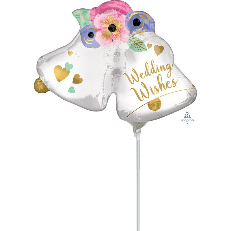Airfill Only Mini Shape Wedding Bells Foil Balloon