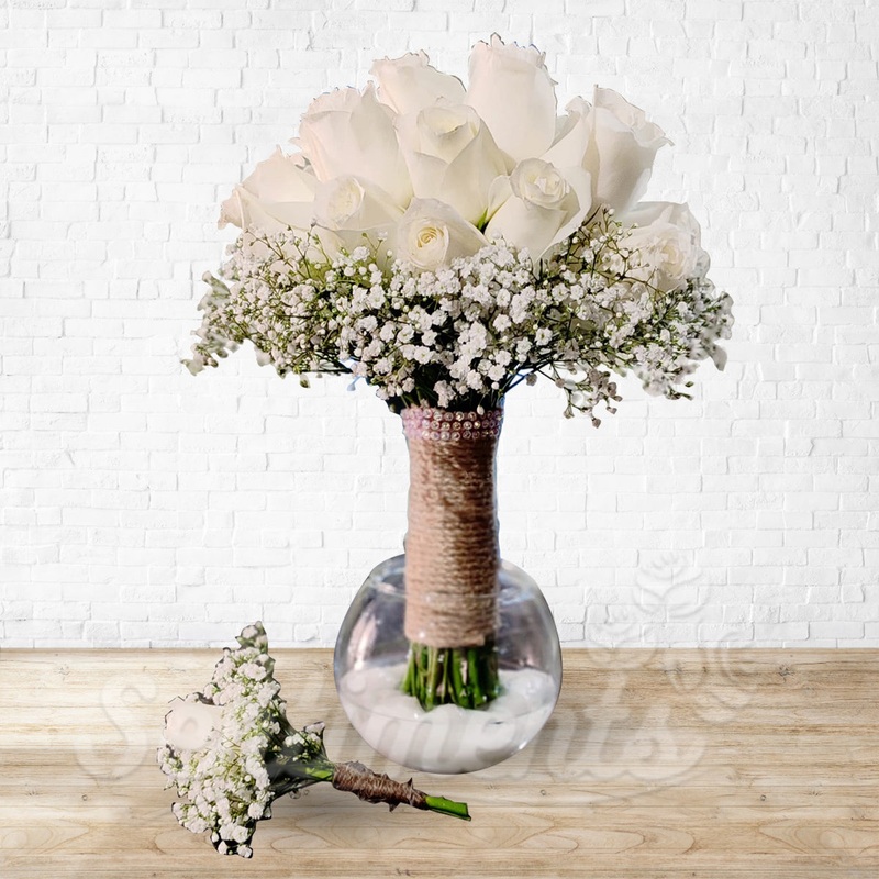 Bride / Wedding Hand Bouquet - Free Groom Brooch