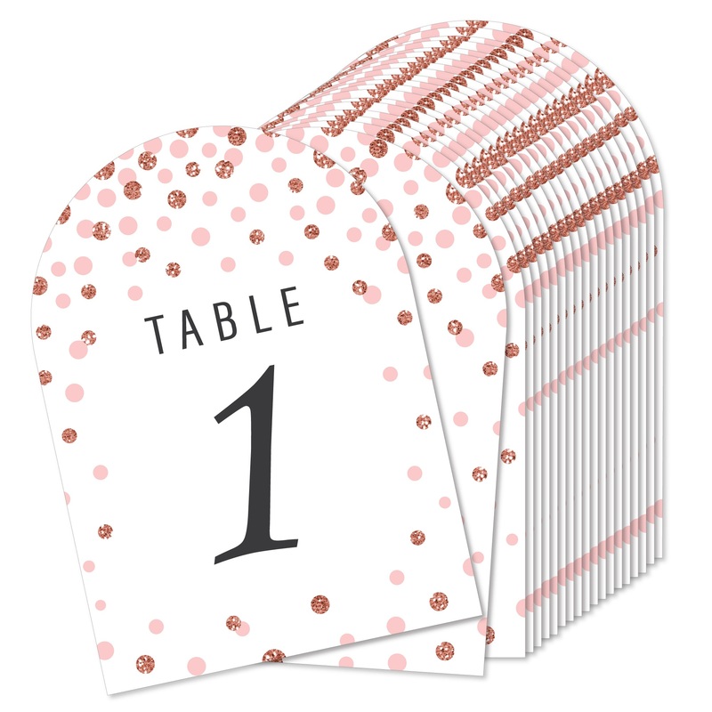 Rose Gold Wedding - Wedding Receptions, Parties or Events Double-Sided 5 x 7 inches Cards - Table Numbers - 1-20
