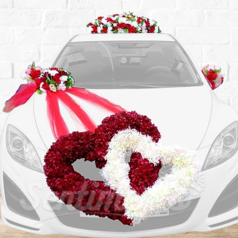 Wedding CAR Double Heart Arrangement