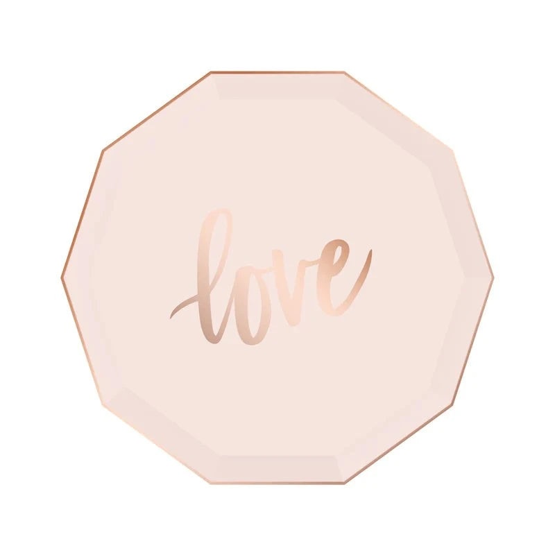 Blush "Love" Paper Plates - Small