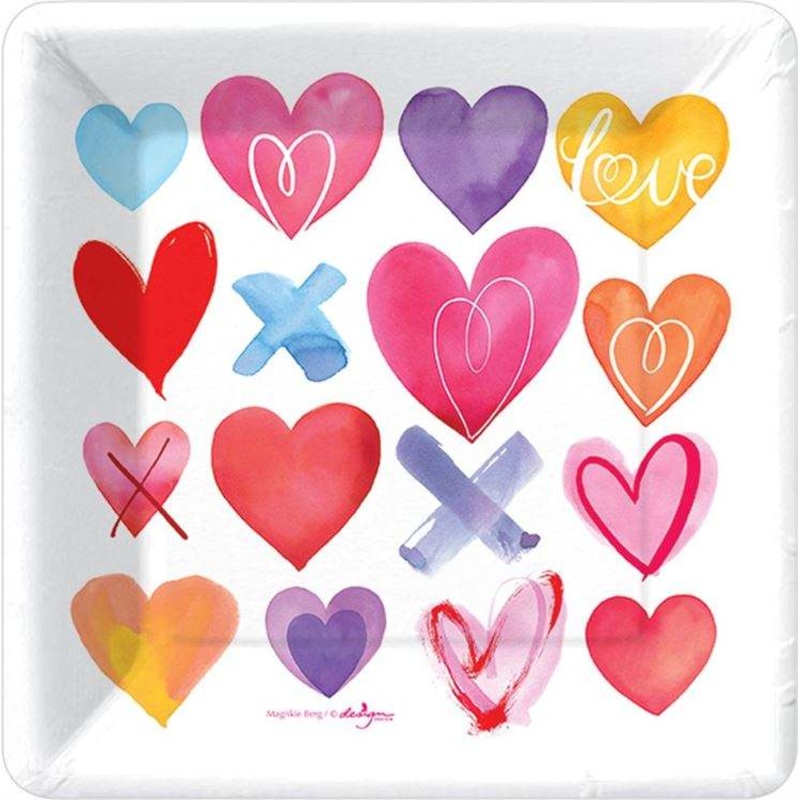 Colorful Hearts Dessert Plate