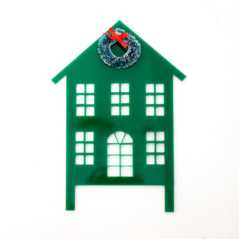 Dark Green Holiday House Cake Topper