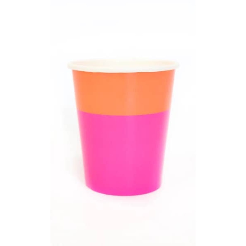 Dark Pink and Coral Color Blocked Cups