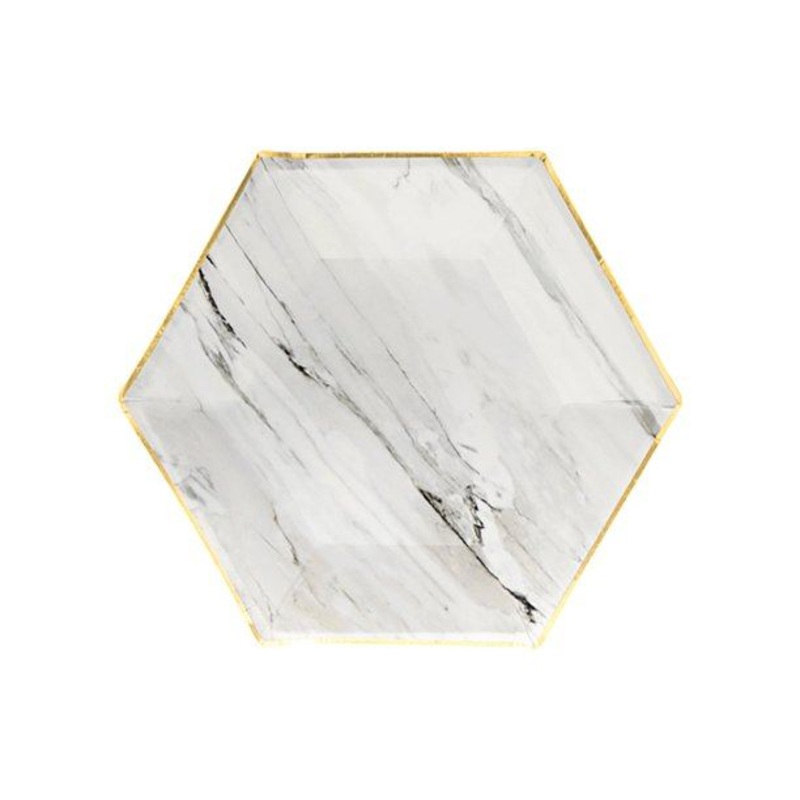 Goddess White and Grey Marble Small Paper Plate