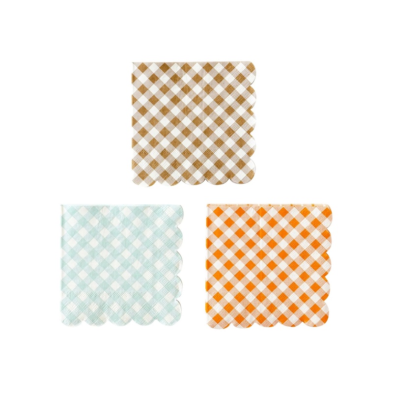 Harvest Gingham Paper Cocktail Napkin