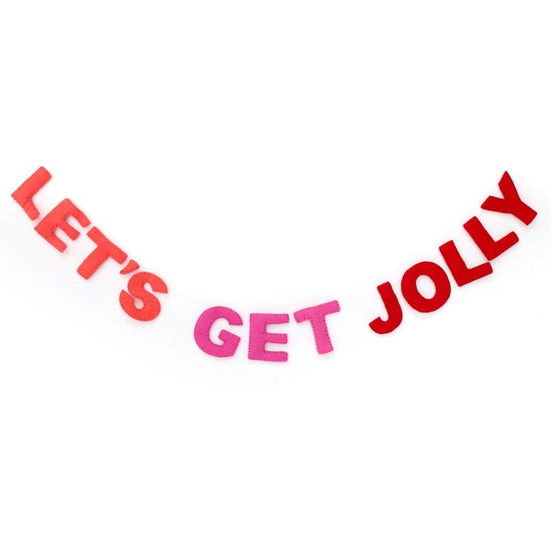 Lets Get Jolly Christmas Holiday Felt Garland