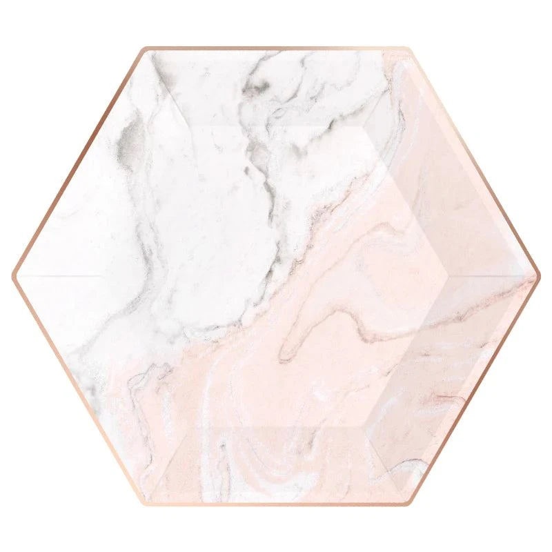 Marble Blush Paper Plates - Large