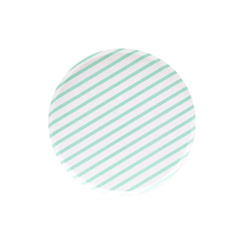 Mint Stripe Plates - 9 inch