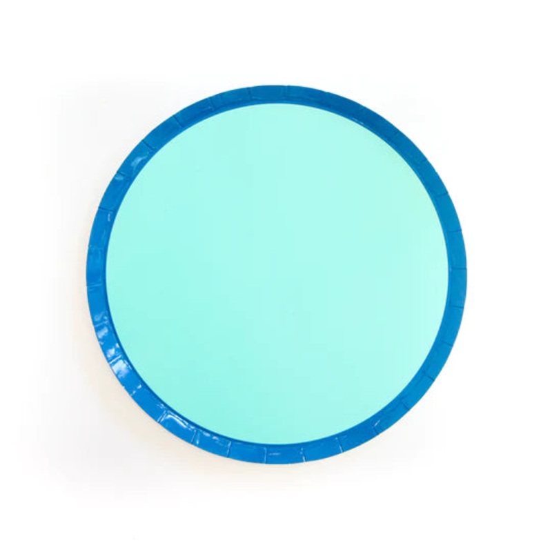 Navy and Turquoise Color Blocked Paper Plate