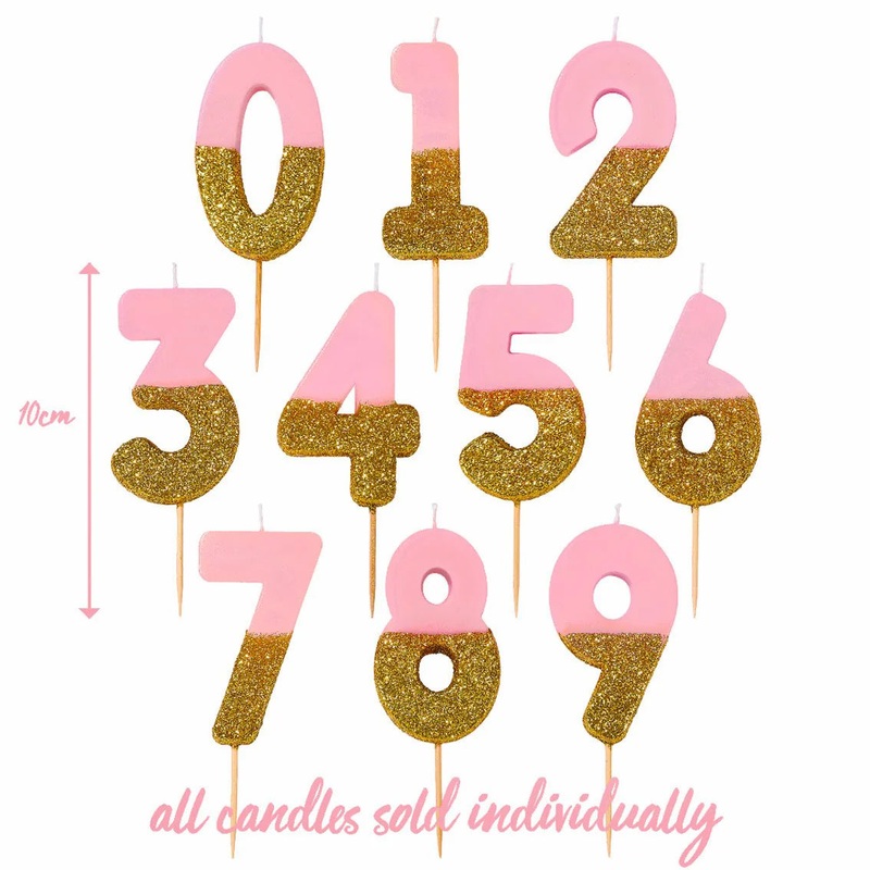 Pink Glitter Birthday Number Candle