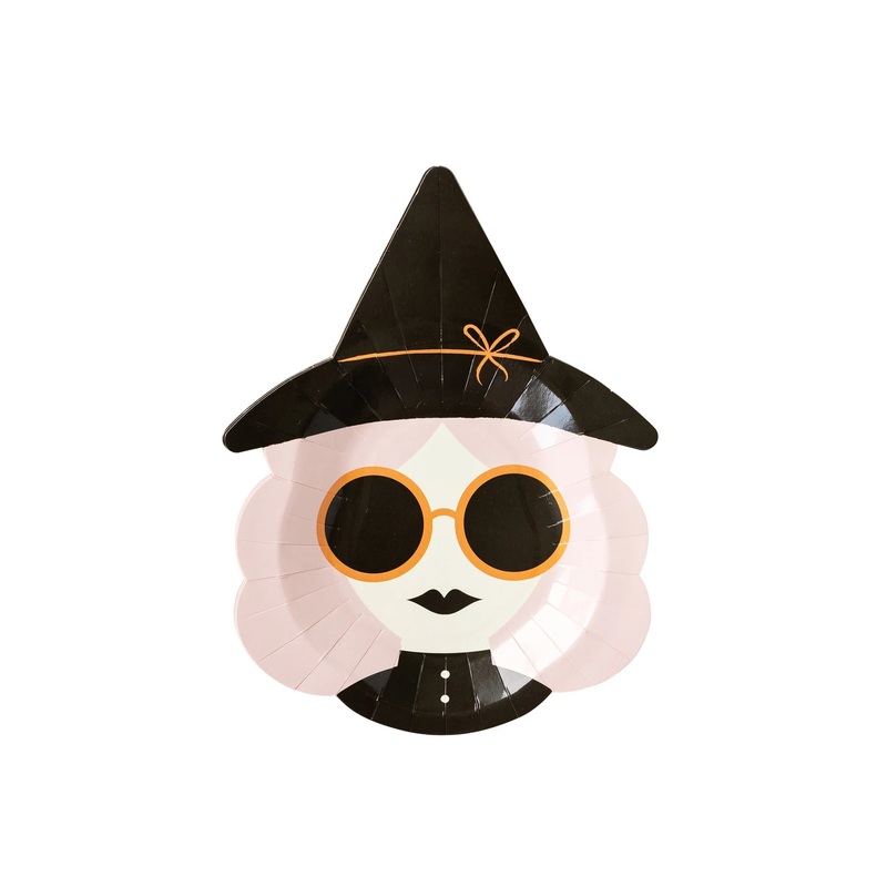 Pink Witch Shaped Paper Plate