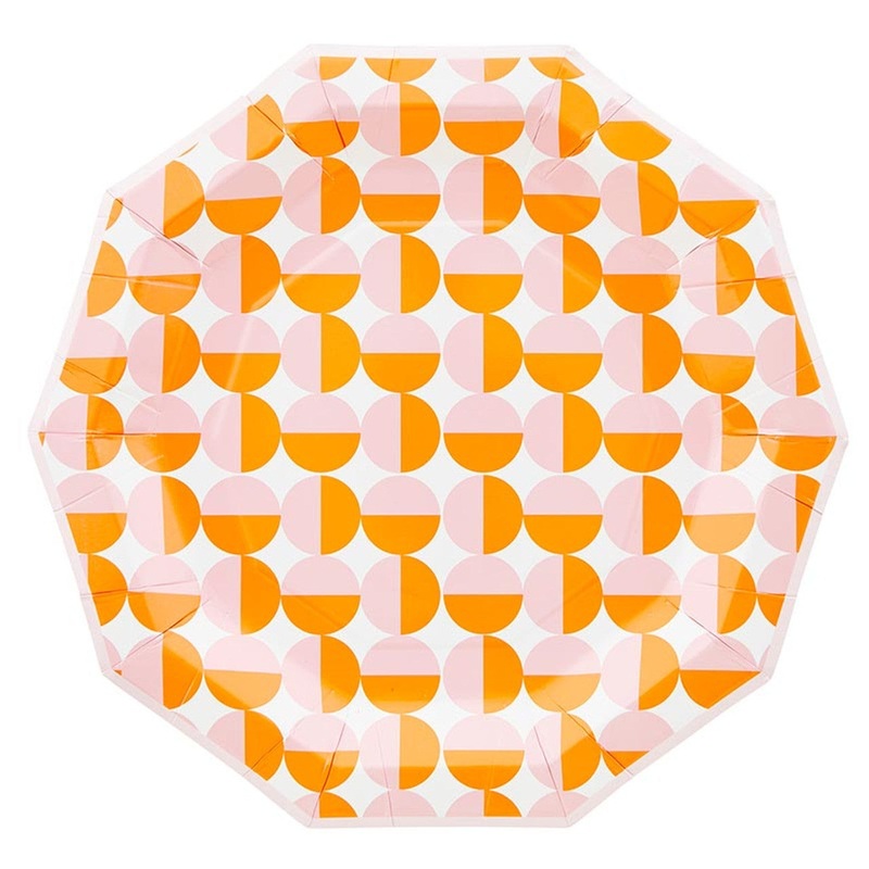 Retro Rounds Decagon Paper Plates