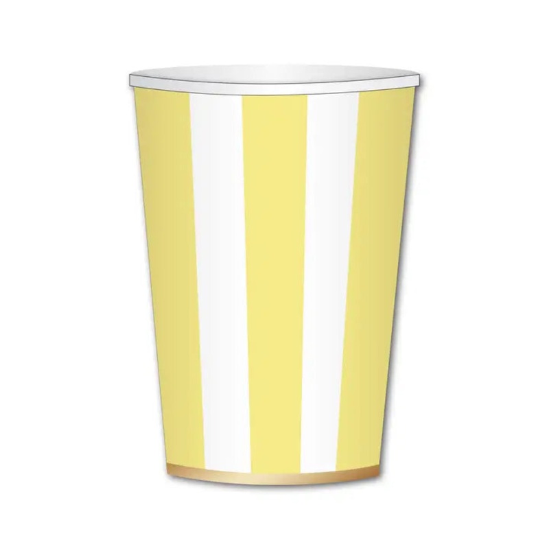 Soleil Yellow Cabana Stripe Cups