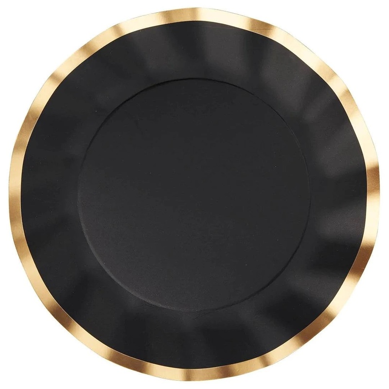 Wavy Black Salad Plate