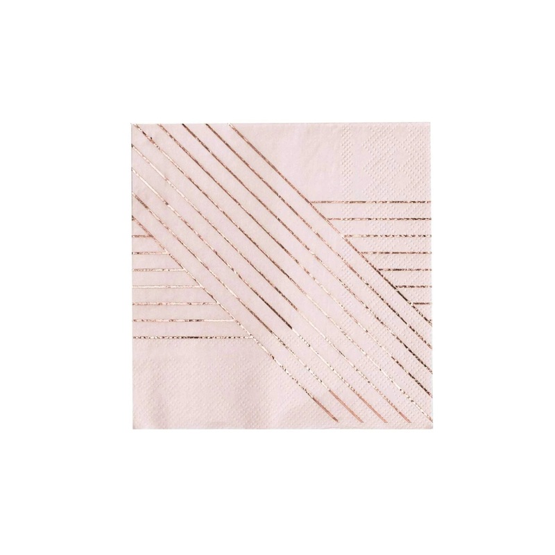 Amethyst - Pale Pink Striped Cocktail Paper Napkins