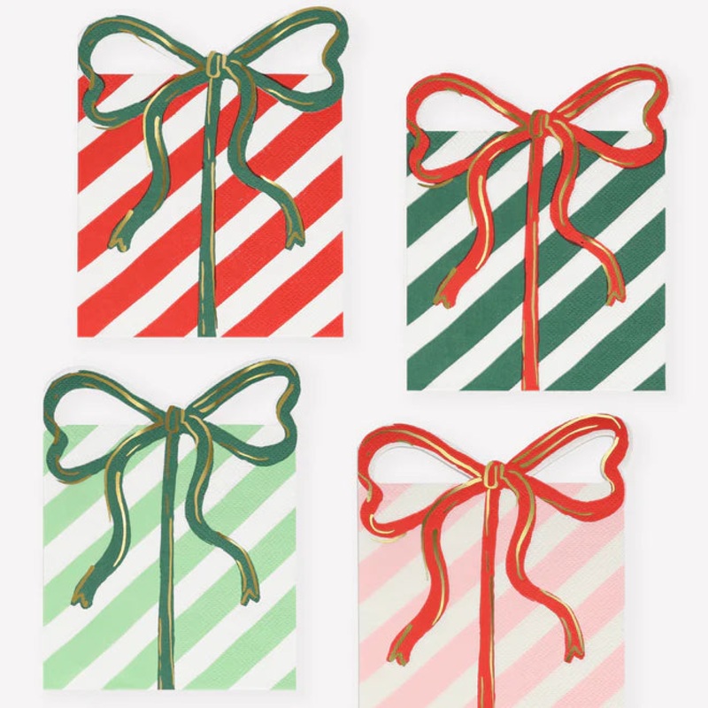 Christmas Present With Bow Napkins