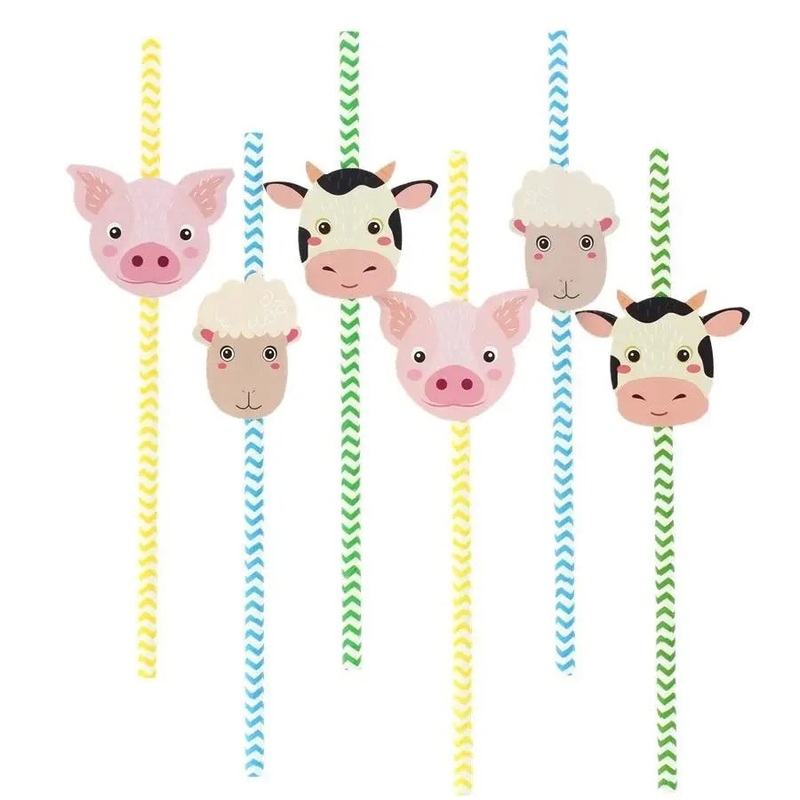 Farm Animals Paper Straws- Recyclable