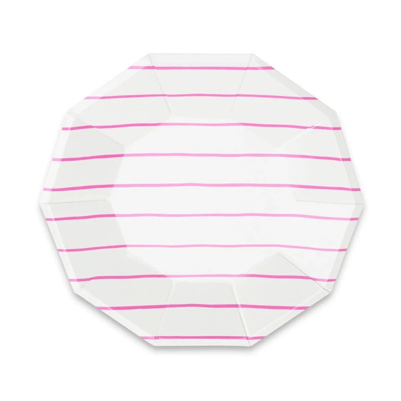 Frenchie Striped Cerise Large Plates
