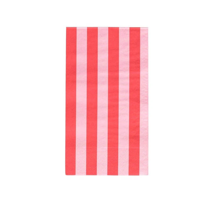 Striped Dinner Napkins Blush and Cherry