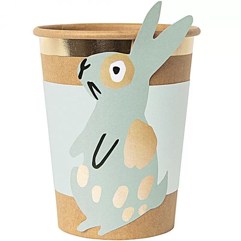 Teal Bunny Paper Sleeves For Paper Cups (CUPS NOT INCLUDED)