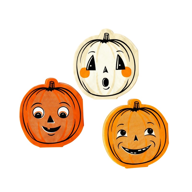 Vintage Halloween Trio Pumpkin Cocktail Napkin Set