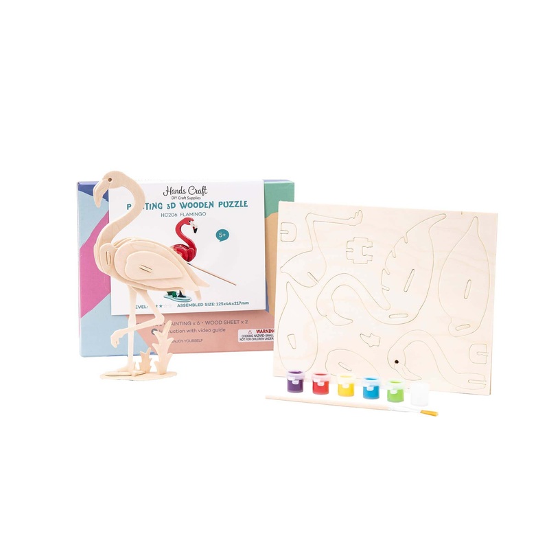 3D Wooden Puzzle Paint Kit Flamingo