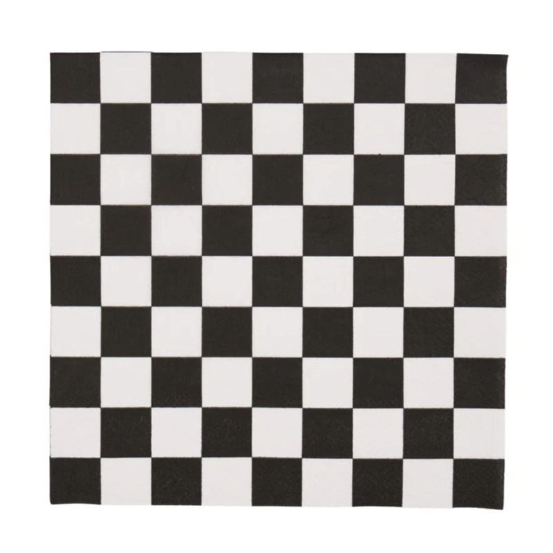 Black and White Checkered Paper Party Napkins | Package 20