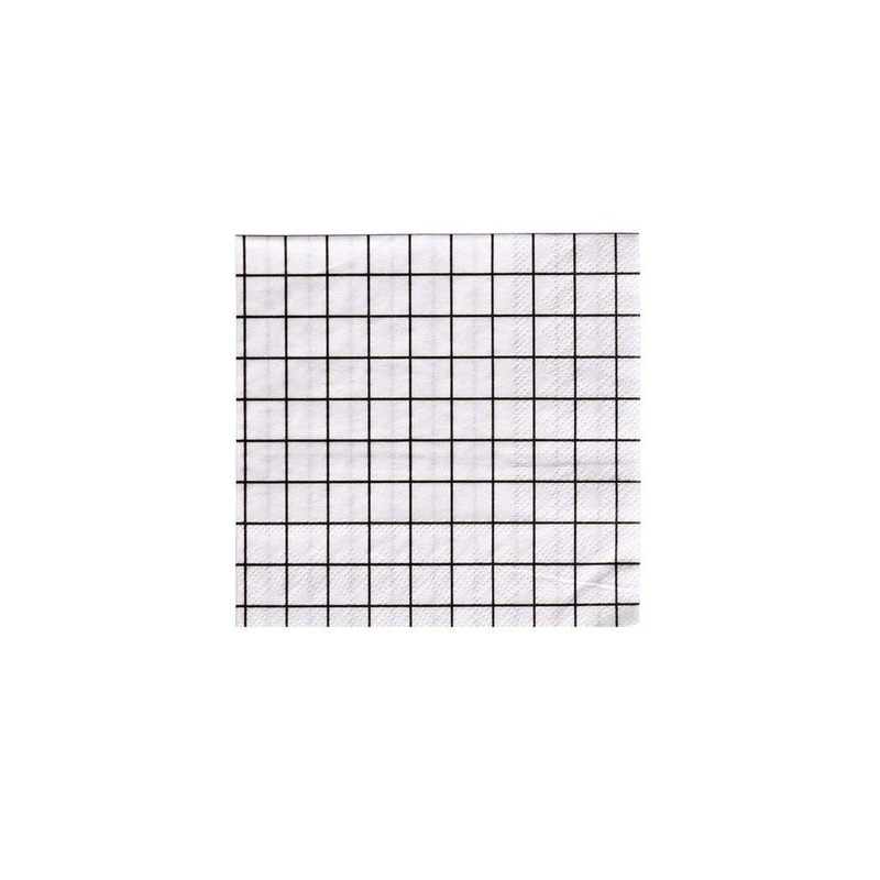 Black and White Grid Cocktail Napkins