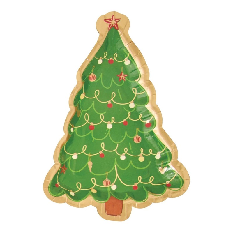 Holly Jolly Die-Cut Paper Christmas Tree Plate