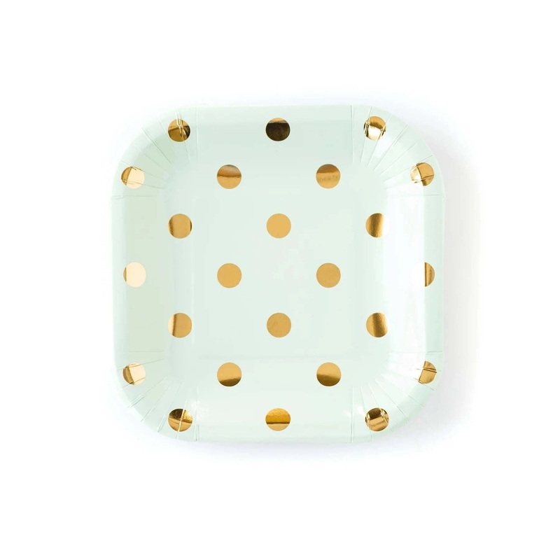 Mint Polka Dot Paper Plates