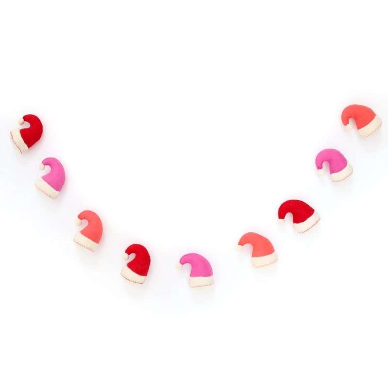 Santa Hat Christmas Holiday Felt Garland