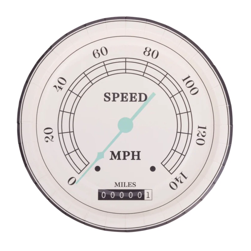 Speedometer Race Car Party Paper Plates | Set 8
