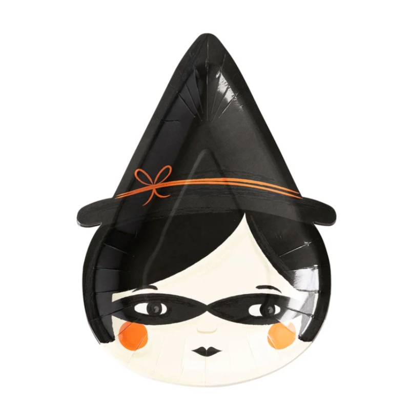 Spooky Witch With Hat Paper Party Plates | Halloween | Set 8