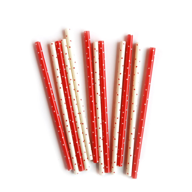 Tiny Red & Pink Hearts Reusable Straws