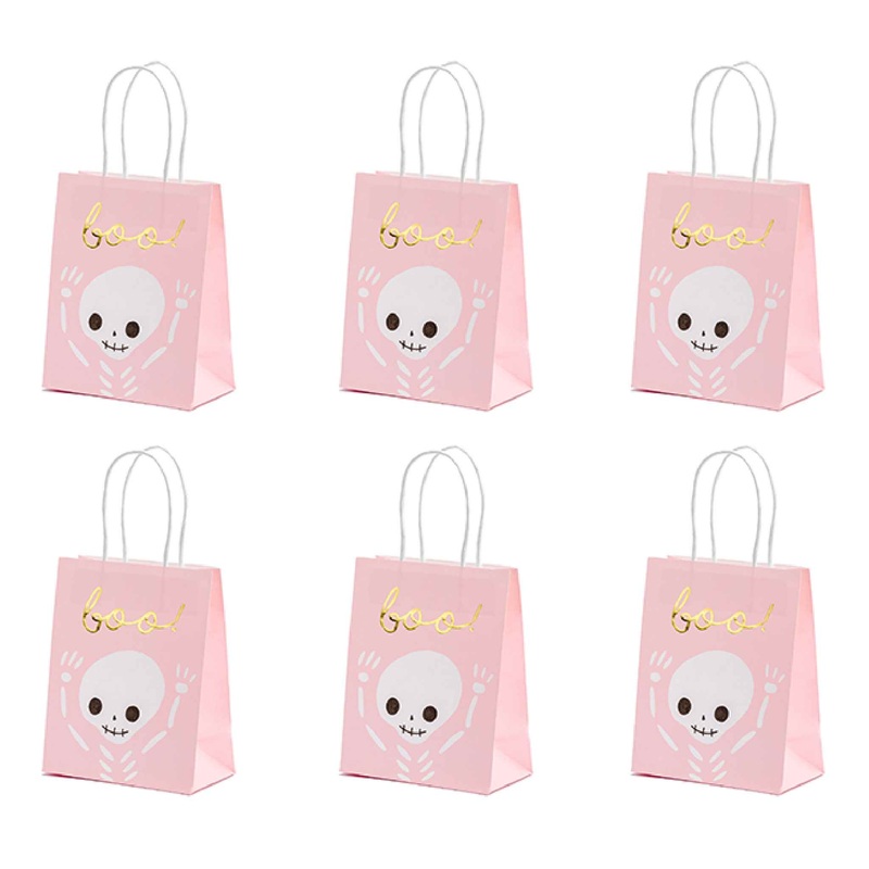 Pink Halloween Skeleton Treat Bags