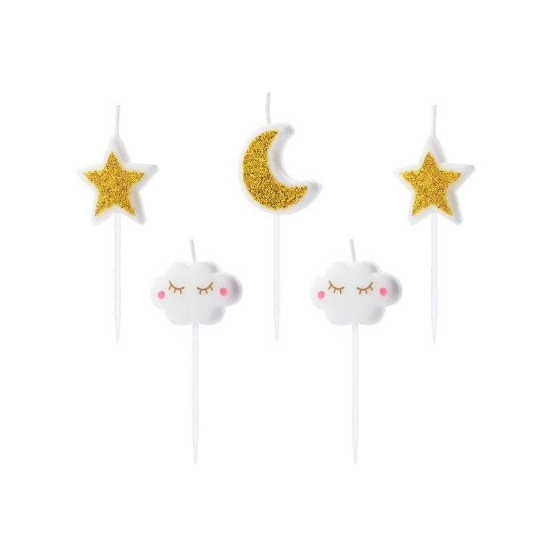Pretty Clouds Stars and Moon Candles | Cake Candles