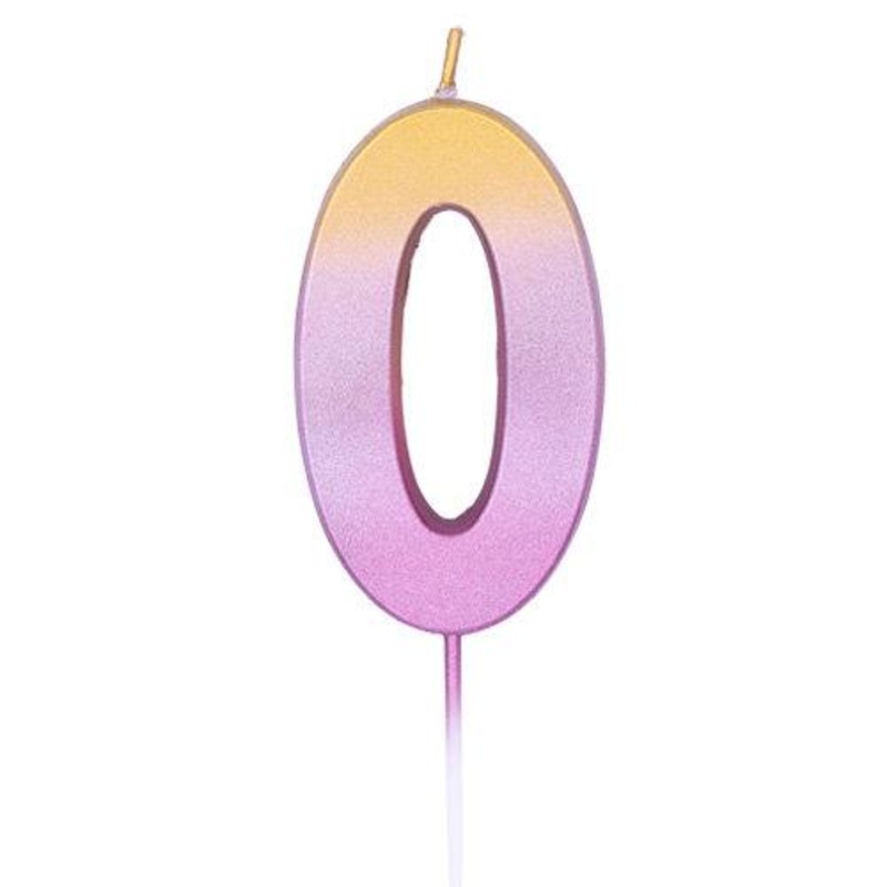 Rose Gold Pink Ombre Number 0 Party Candles