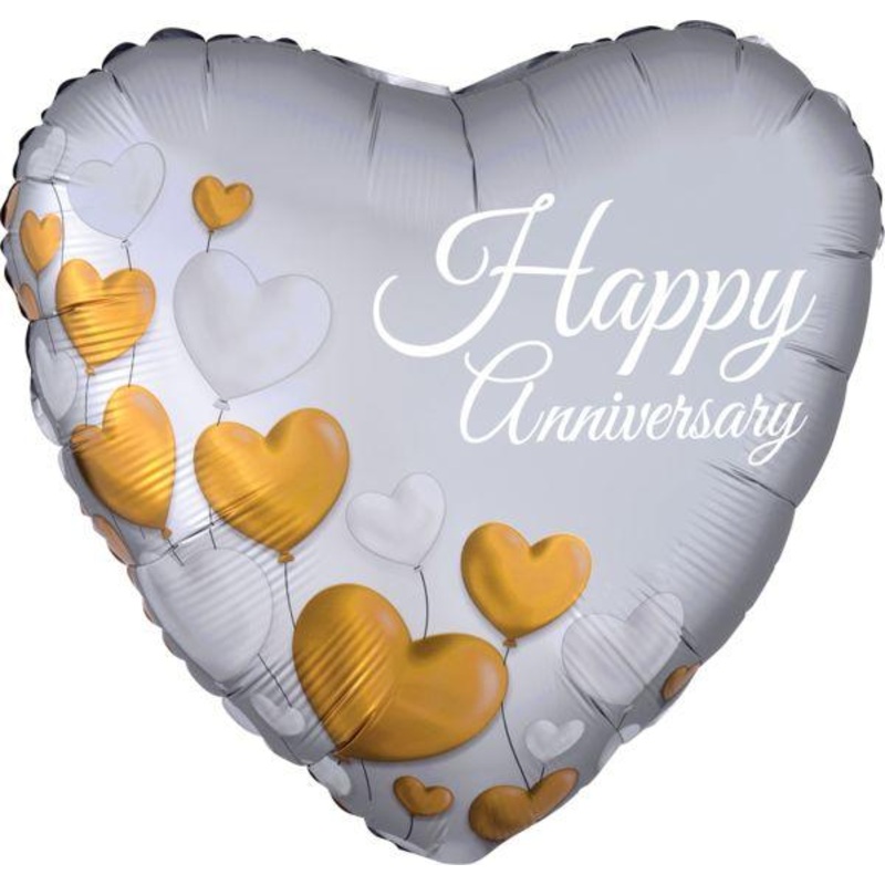 Anniversary Platinum Hearts Foil 17"