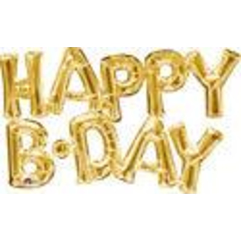 Happy B-Day Phrase Gold Block