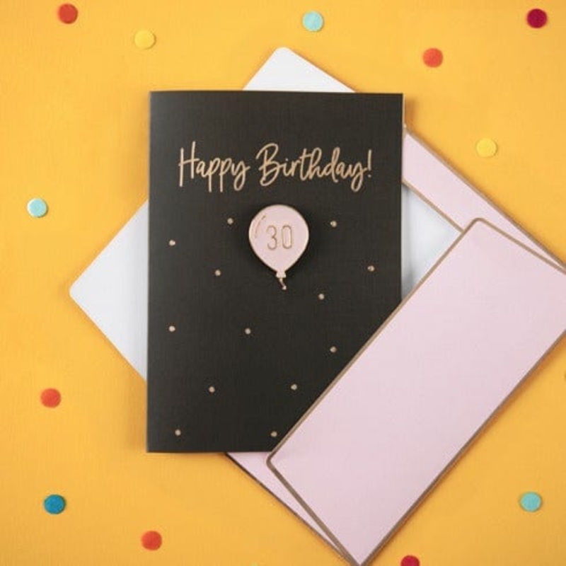 30th Birthday Card with Enamel Pin