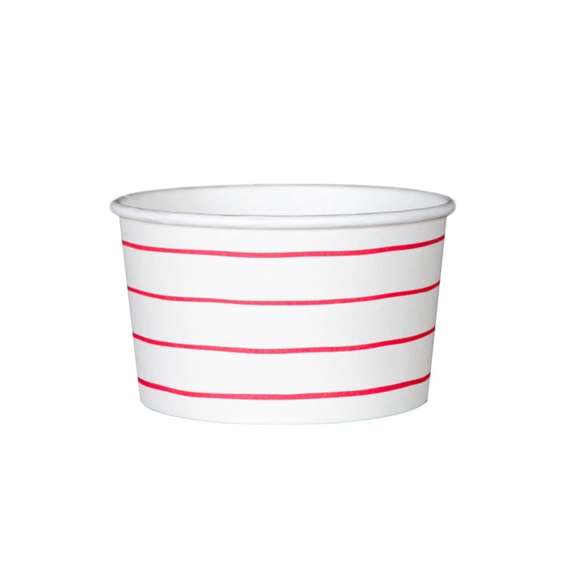 French Stripe Ice Cream Treat Cups - Red