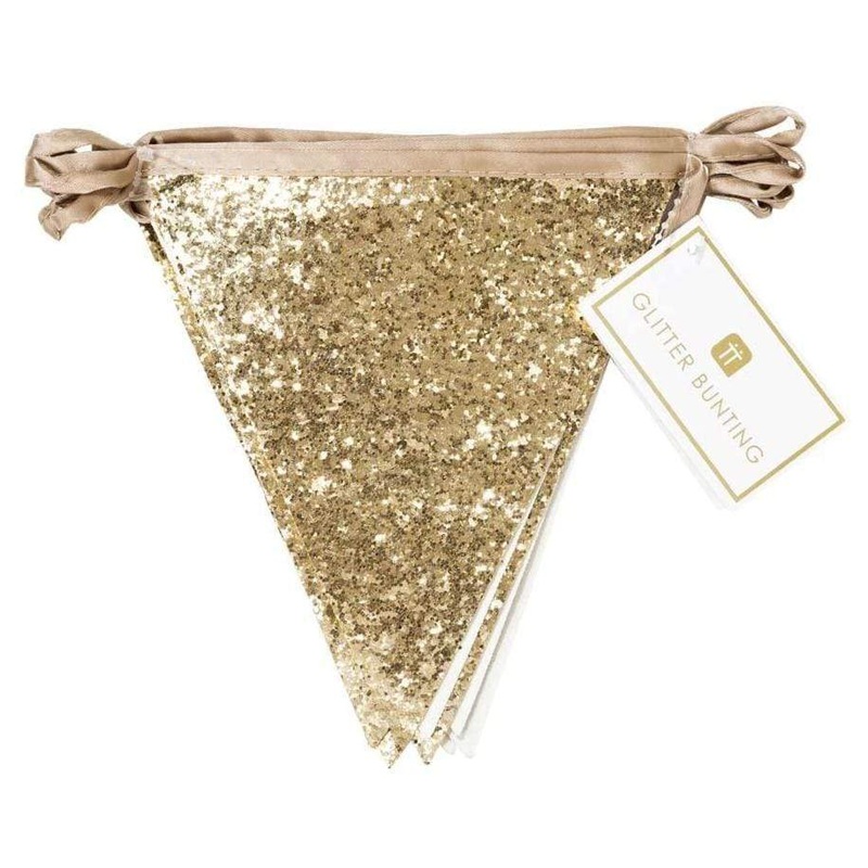Gold Fabric Glitter Bunting 3m