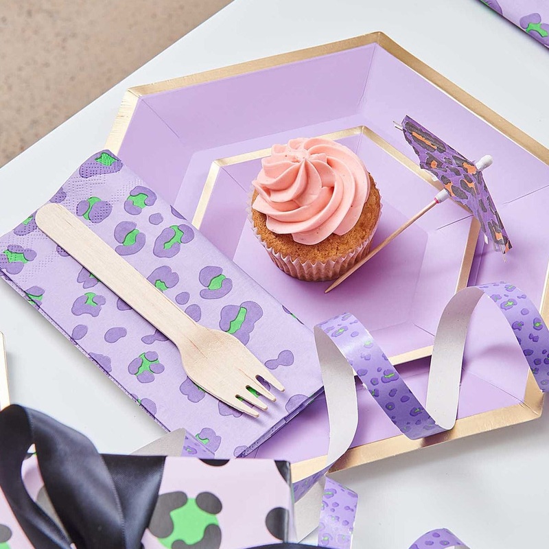 Neon Leopard Print Napkins - Lilac