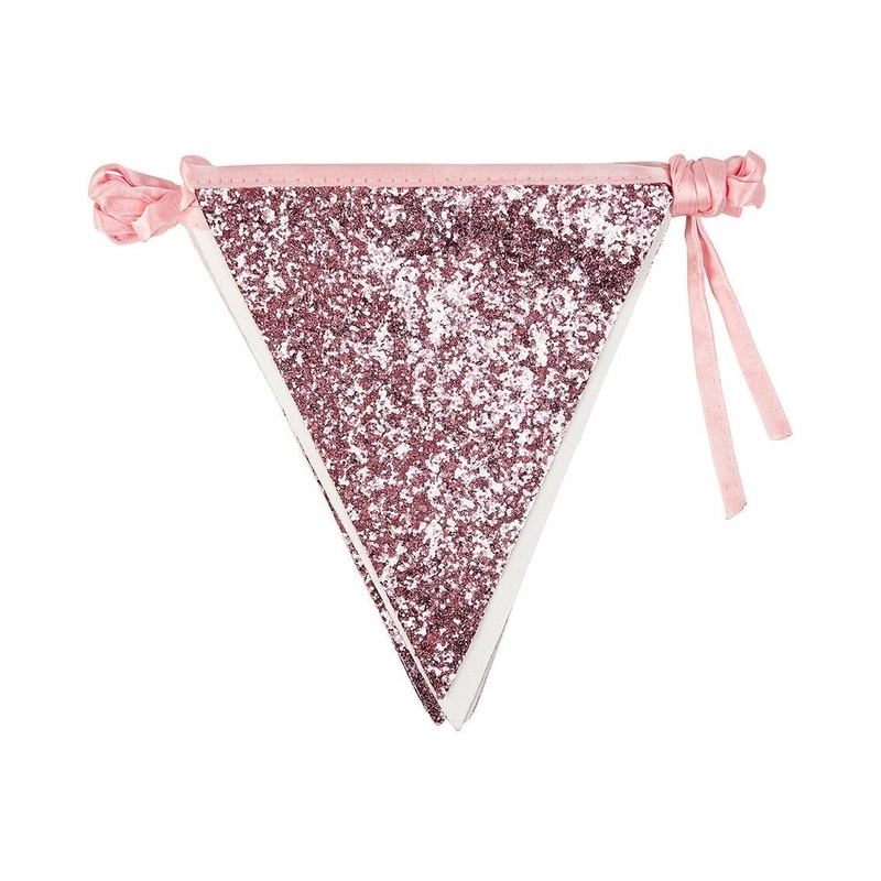 Pink Fabric Glitter Bunting 3m