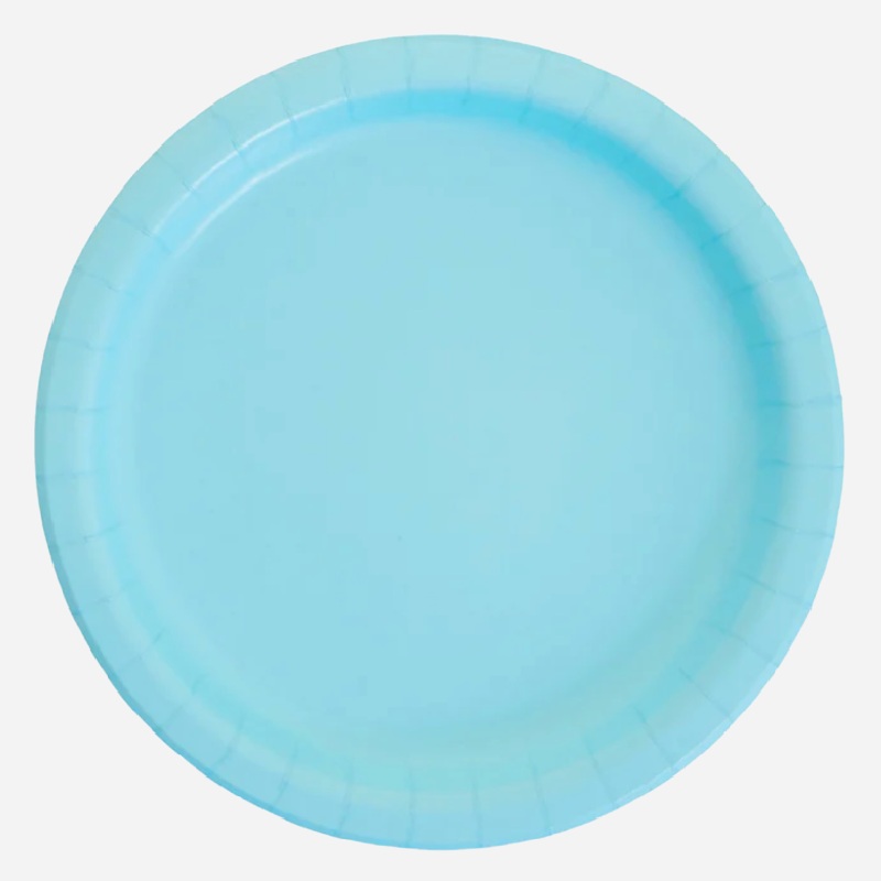 Plain Baby Blue Paper Plates (8 Pack)