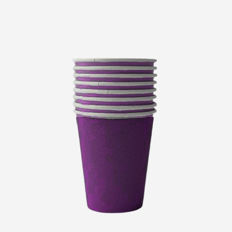 Plain Deep Purple Paper Cups (8 Pack)