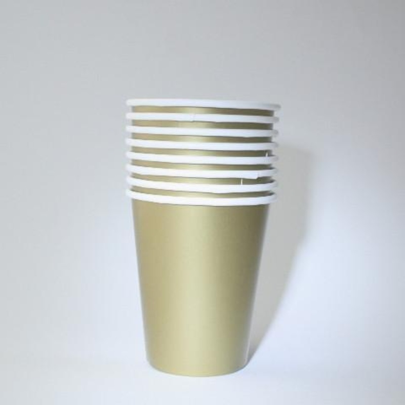 Plain Gold Paper Cups (8 Pack)