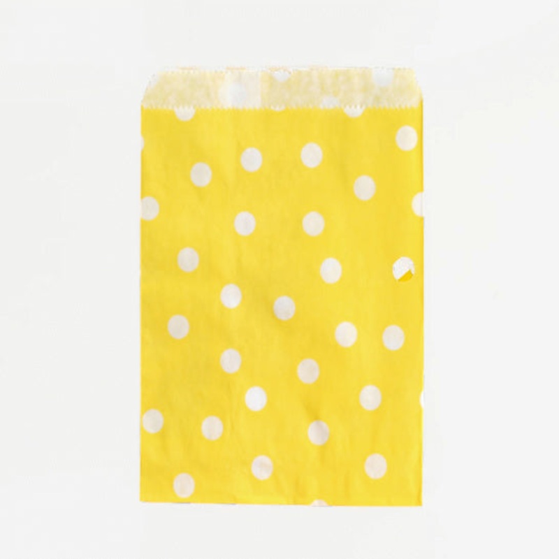 Yellow Polka Dot Paper Bags (12 Pack)