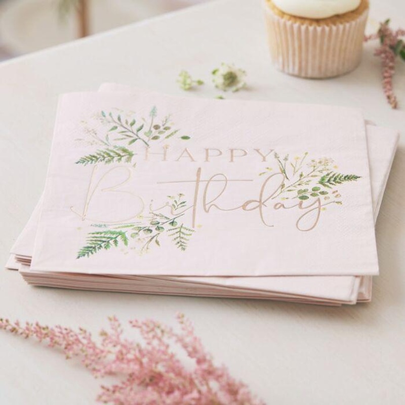 Floral Happy Birthday Napkins